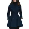 Abrigo de mujer de color liso con solapa, doble botonadura y manga larga, modelo nuevo de otoño e invierno para comercio exterior transfronterizo europeo y americano 2026