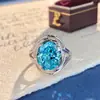 Anillo Trenzado de Lujo Ligero de Moda Luz de Anillo Aquamarina Lujo Romántico Moderno Simple Versátil Anillo para Mujer Paraíba