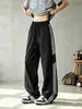 Pantalones deportivos de rayas color block estilo americano de secado rápido, pantalones finos de seda de hielo de verano para hombre, pantalones casuales rectos holgados para exteriores