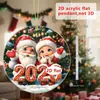 Decoración Navideña para el Hogar Regalo de Nuevo Producto Transfronterizo de Papá Noel 2026 Adorno Plano de Árbol de Navidad de Acrílico