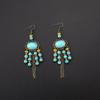 Aretes Turquesa Bohemios Europeos y Americanos Retro Búho Geométricos Atrapasueños Pluma Borla Aretes Mujeres