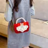 Año Nuevo Año Nuevo Sobres Rojos Infantiles Lazo Perla Portátil Bordado Dibujos Animados Peluche Princesa Niña Bandolera Billetera para Monedas