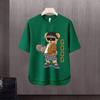 Camiseta de manga curta masculina Moda Marca Verão Manga Solta de Cinco Pontos 2024 Nova Internet Trendy Ins Simples Top Impresso