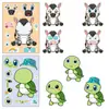 6 Hojas/Paquete Pegatinas Cambiantes de Cara de Animal Dibujos Animados Animalitos Lindos Jirafa Tortuga Tigre Pegatinas DIY para Vestir