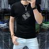Camiseta de manga corta para hombre ajustada 2024 Nueva Marca de Moda Combinable Camiseta de cuello redondo Manga corta Verano Top para hombre