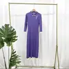 Vestido Miyake para Mujer Estilo Nacional Elegante Temperamento y Sentido Avanzado 2025 Explosiones Vestido Cheongsam Color de Contraste