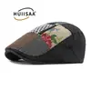 Boina floral color block vintage personalizada com padrão espinha de peixe, chapéu de artista para homens e mulheres, boina retrô britânica
