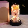 Flor de Rosa con Lámina de Oro en Cubierta de Cristal Muñeca Luminosa Flor Eterna Decoración para San Valentín, Navidad, Regalo para Novia o Esposa