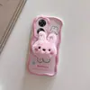 Funda de Teléfono Móvil Adecuada para Oppoa97 Crema A58 Todo Incluido TPU Linda A16 Oso Fresa Conejo Rosa A17K con Anillo para Colgar A1