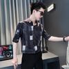 Camisa de Color Contrastante de Alta Gama para Hombre Verano de Moda Marca Guapo Camisa de Manga Corta 2025 Nueva Camisa Casual de Seda de Hielo para Hombre