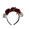 Hebilla de Cabeza de Rosa de Terciopelo Nueva Europea y Americana para Fiesta de Máscaras Diadema de Calavera de Halloween
