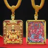Colgante Thangka de los Cinco Señores de la Montaña Wutai Tara Verde Colgante Thangka Zaki Lhamo Amuleto Budista Dios Amarillo de la Riqueza