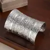 Pulseira Aberta Gravada com Padrão Boêmio Pulseira Floral Clássica Joia Transfronteiriça Europeia e Americana