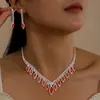 Moda Transfronteriza Conjunto de Collar, Pendientes y Pulsera para Novia Boda Marquise Brillante Moda Joyería de Boda Tres Piezas