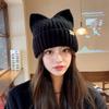 Invierno Nuevo Estilo Japonés Sombrero de Lana con Orejas de Gato Estilo Coreano Moderno Lindo Casual Cálido Versátil Sombrero de Punto Sombrero de Mujer