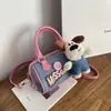 Bolsa Boston de Cachorro de Desenho Animado Transfronteiriça, Grande Capacidade, Bolsa de Mão da Moda e Versátil para o Dia a Dia, Bolsa Transversal de Nicho Fofa e Moderna