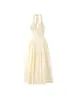 Comercio Electrónico Transfronterizo Verano Nuevo Moda Europea y Americana Temperamento Elegante Amarillo Ceñidor de Cintura Cuello Halter Longitud Media Estilo Vacacional Vestido