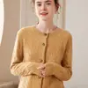 Nuevo cárdigan de punto de cachemira para principios de otoño, chaqueta de manga larga para mujer, diseño holgado de punto trenzado con cuello redondo, suéter cómodo y versátil