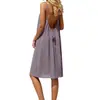 2026 E-commerce transfronterizo europeo y americano Amazon vestido mini plisado de seda de hielo color liso sin espalda de tiras, vestido de vacaciones en la playa para mujer