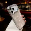 Capa Padrão Concha Coração Laser 3D com Strass para iPhone 17 Pro Max, Apple 16/15/14, 13