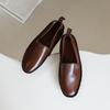 Sapatos de Couro de Vaca de Artesão Costurados à Mão Bico Redondo Sapatos Casuais Retrô São Muito Macios e Confortáveis Outono Novo Sapatos Femininos