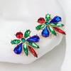 Pendientes de circonita de colores de industria pesada transfronteriza europea y americana diseño de nicho pendientes de botón de flor con temperamento joyería para el oído de lujo ligero con sentido de alta gama