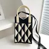 Bolsa Mini Feminina Fofa de Verão Versátil Moda Bolsa para Celular Bolsa de Mão de Tricô Desenho Animado Bolsa de Ombro Bolsa Transversal