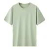 Camiseta de manga corta para hombre de algodón Pima de alta gama, color liso, cuello redondo, fina, sin costuras, casual, para usar de base, impresión de logotipo personalizado