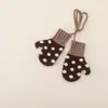 Guantes de punto infantiles con cuello halter, de estilo coreano, con bloques de color y lunares, versátiles para niños y niñas, para otoño e invierno.