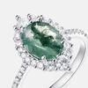 Anel de Ágata de Planta Aquática Novo Único Transfronteiriço S925 Prata Musgo Verde Moda Anel de Dedo Simples Elegante Europeu e Americano