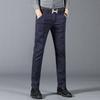 Pantalones casuales rectos de negocios para hombre nuevos de primavera, pantalones casuales elásticos de color caqui liso para hombre.