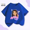 Camiseta de Algodão Infantil de Verão Desenho Animado Aphmau 2026 Transfronteiriça Europeia e Americana Nova de Verão História Estranha Camiseta de Algodão Infantil