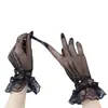 Guantes de Encaje Transfronterizos Malla con Lazo y Diamante Guantes de Novia para Boda Sexy Blanco Lolita Cos