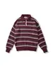 Suéter de Punto Rayado Transfronterizo Europeo y Americano Otoño 2025 Nuevo Color Retro Americano Rayas de Bloques de Color Cuello Polo Suéter Versátil