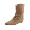 Botines retro 812-1 para mujer, botas de plataforma que aumentan la altura, botas de combate gruesas para la pierna, botas para mujer de talla grande, botas de caña con suela plana