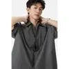 Camisa de Cuadros de Manga Corta de Alta Gama para Hombre, Marca de Verano de Moda, Ropa de Trabajo Retro Americana de Algodón Puro, Chaqueta Camisa de Manga Tres Cuartos