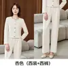 Cárdigan Corto de Cuello Redondo Chaqueta de Traje Pequeña de Manga Larga Pantalones de Mujer Estilo Pequeño Fragante Traje de Dos Piezas Nuevo Estilo Otoño e Invierno