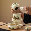 Lujo Ligero Gama Alta Oficina Semi-Automático Preparación de Té Horno Ru Retro Qingshan Kung Fu Juego de Té Hogar Estilo Chino Taza de Té
