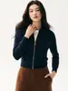 Nueva colección de otoño e invierno: Cárdigan corto, ajustado, con cremallera, mangas raglán, bolsillos y diseño de color liso, un suéter de punto de cachemira moderno y versátil