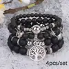 Pulseira Feminina Multicamadas com Pingente Árvore da Vida e Contas Foscas Estilo OL 0313