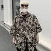 Camisa con estampado integral para jóvenes hombres y mujeres, de seda helada para verano con sensación fresca, de manga corta, estilo hawaiano, ropa de playa/cárdigan