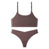 Conjunto de Ropa Interior de Sujetador Europeo y Americano para Mujer Sin Aros Camisola Transpirable Pechos Grandes Mostrando Pequeño Sexy Conjunto de Sujetador Sin Costuras