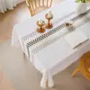 Toalha de Mesa Retangular, Estoque Disponível, Poliéster Bordado com Padrão de Folha de Trigo com Listra Central e Borda de Franjas, Vários Designs Disponíveis para Sala de Jantar e Decoração da Casa, Fornecimento Direto da Fábrica