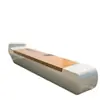 Fibra de vidrio con superficie de madera, banco curvo para alcorque, asiento modular de ocio para parque, banco largo público exterior anticorrosión