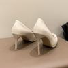 Tacones Altos Franceses Zapatos de Moda de Tacón de Aguja Poco Profundos de Punta para Mujer Primavera y Otoño Nuevo 2024 Zapatos de Charol Estilo Hada Talla 43