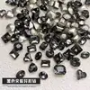 Pedras de strass grandes pretas translúcidas para nail art com base pontuda, pedras de strass em formato de coração irregular e retangular, acessórios populares para nail art, pedras de strass com base pontuda 10
