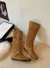 Botas Longas Merlot Outono 2026 Moda Feminina Novo Estilo Fivela Aumento da Altura Interna Botas Femininas Estilo Western