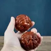 Pelota de Salud Zodiaco Tallada de Huanghuali, Pelota de Mano, Pelota de Juguete, Pelota de Fitness, Adorno de Madera Maciza Tallada para Sostener en la Mano