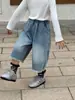 Chegada Nova Outono 2026 Estilo Coreano Roupas Infantis Moda Feminina Estilo Floresta Blusão Corta-vento Color Block Gola Alta Renda Jaqueta de Exterior