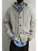 Estilo Old Money, retro americano, suéter cárdigan gris con capucha, unisex, moderno, casual, tejido para parejas, ropa de abrigo